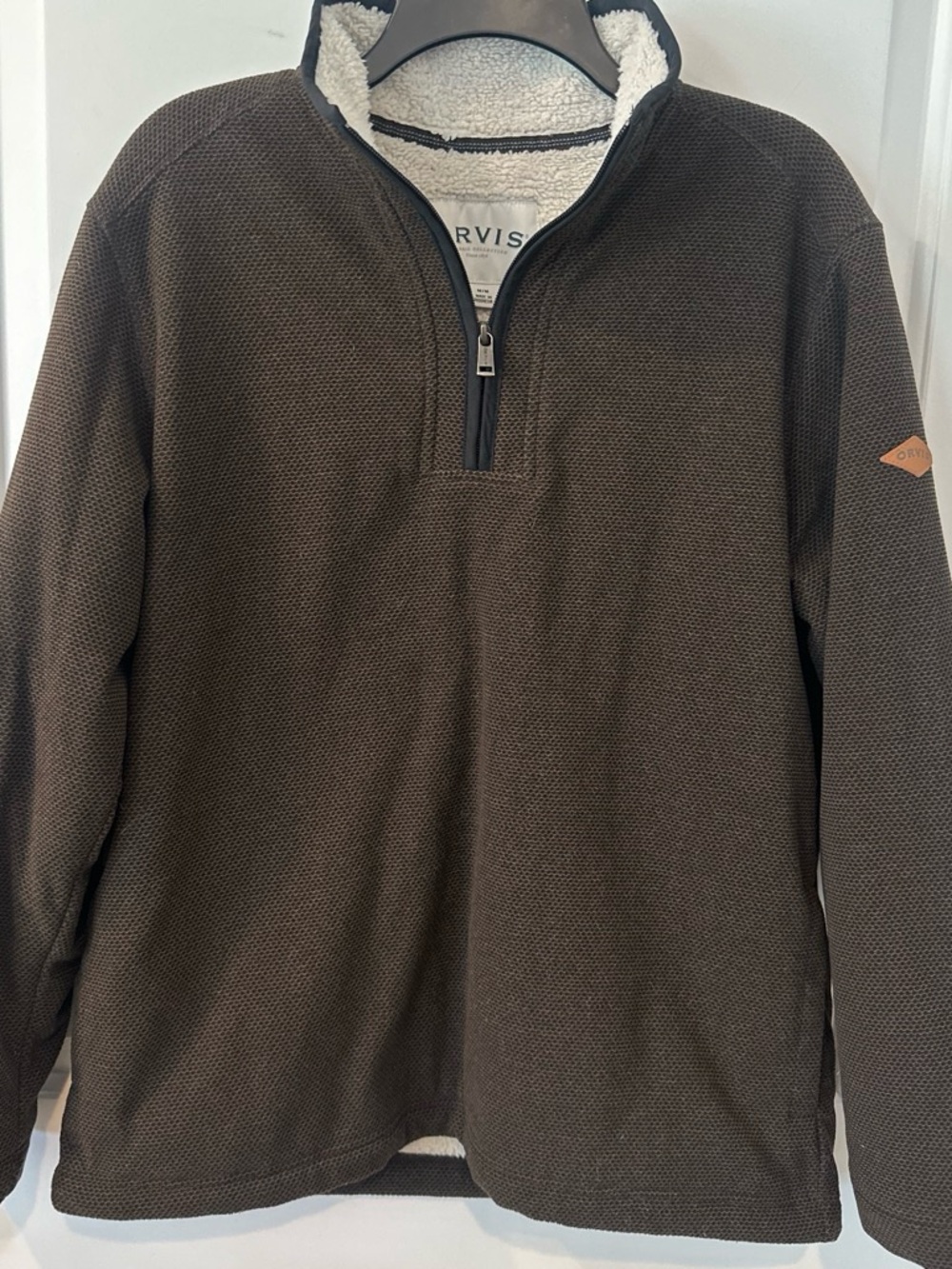 Orvis brown Quarter-Zip Sherpa Pullover